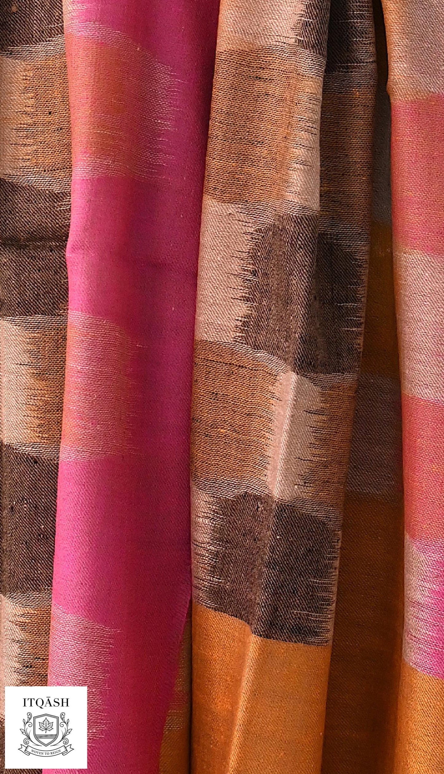 Ikat Stole · Multi-Colour Striped — detail | Pure Kashmiri Pashmina | ITQĀSH