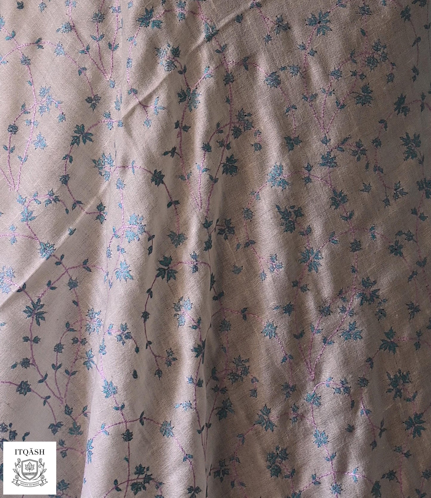 Sozni Jaali Stole · White — detail | Pure Kashmiri Pashmina | ITQĀSH