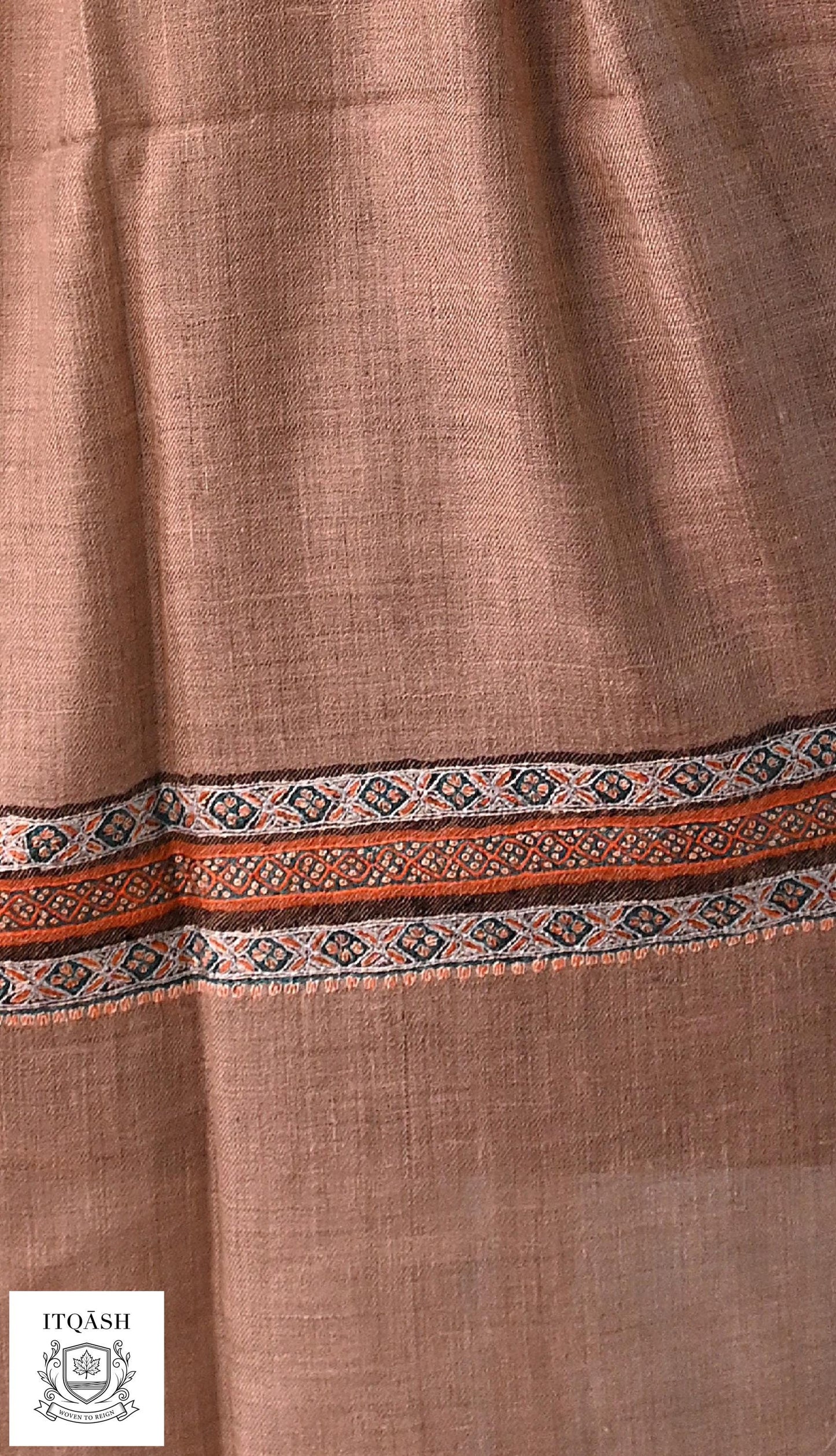 Sozni Palla Stole · Beige — detail | Pure Kashmiri Pashmina | ITQĀSH