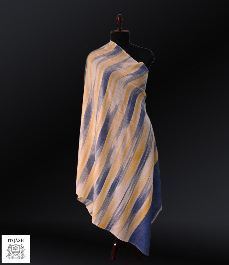 Ikat Pure Pashmina shawl — resist-dyed in Kashmir