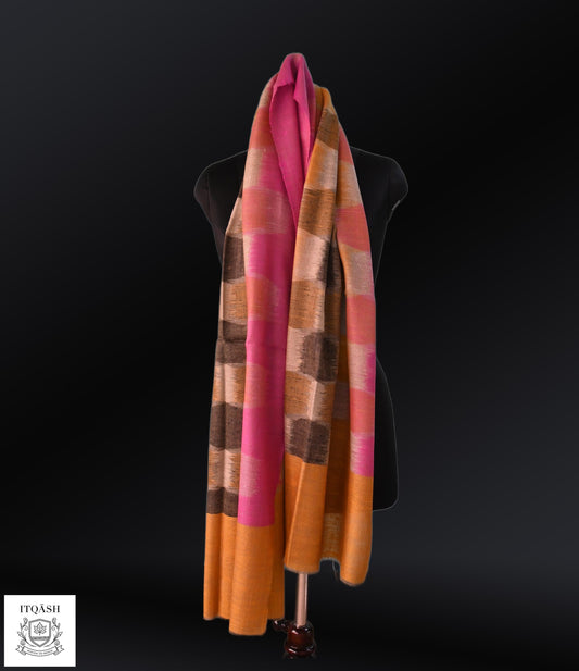 Ikat Stole · Multi-Colour Striped | Pure Kashmiri Pashmina | ITQĀSH