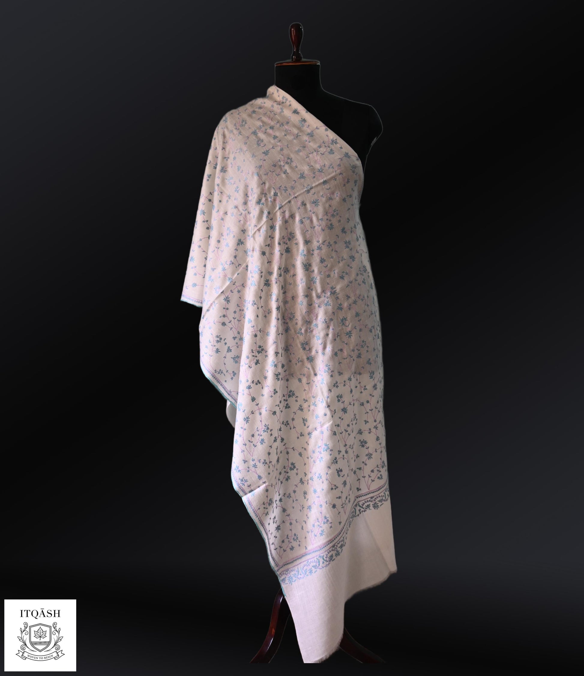 Sozni Jaali Stole · White | Pure Kashmiri Pashmina | ITQĀSH