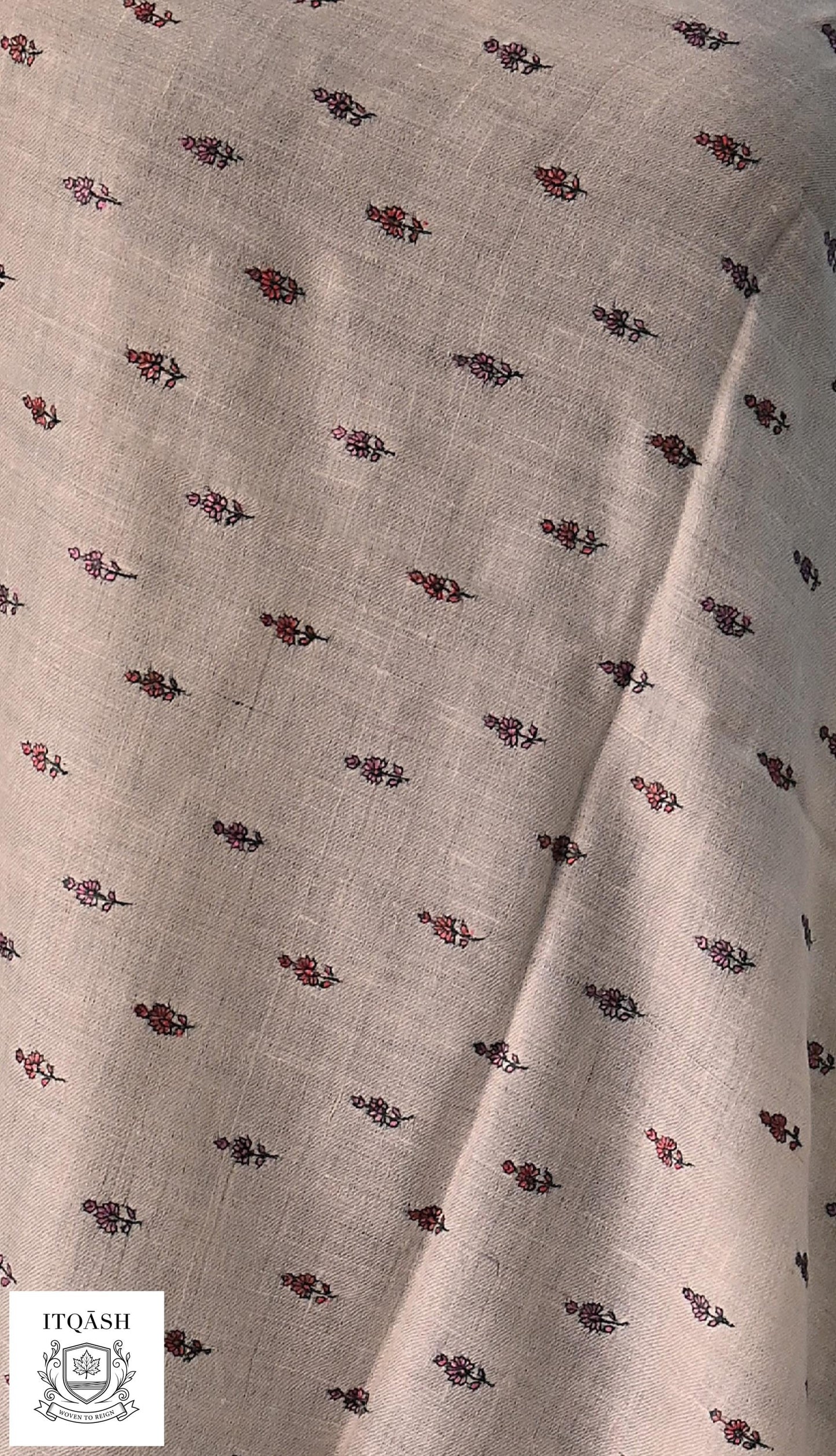 Sozni Bootidaar Stole · Natural White — detail | Pure Kashmiri Pashmina | ITQĀSH