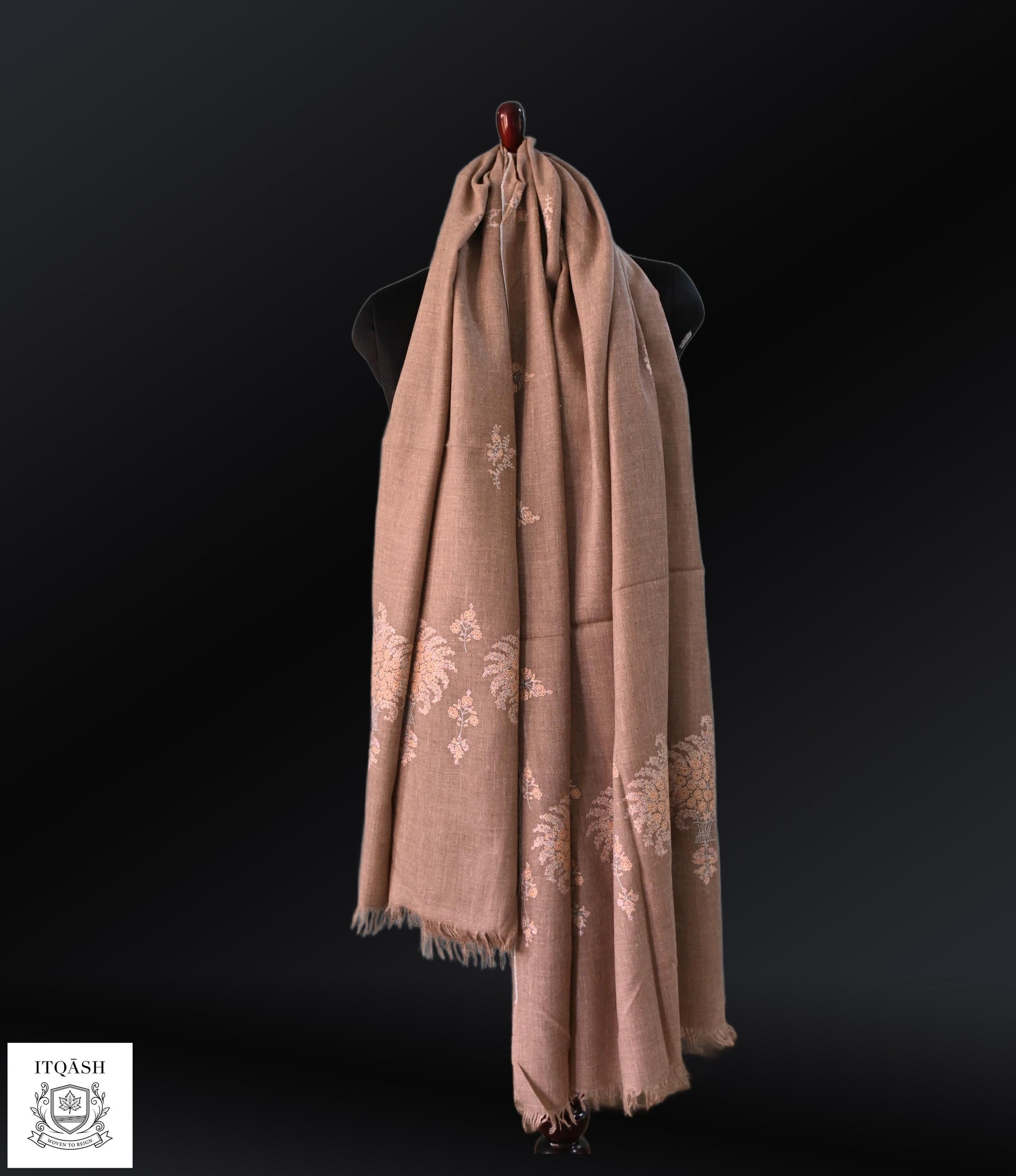 Sozni Palla Shawl · Taupe | Pure Kashmiri Pashmina | ITQĀSH