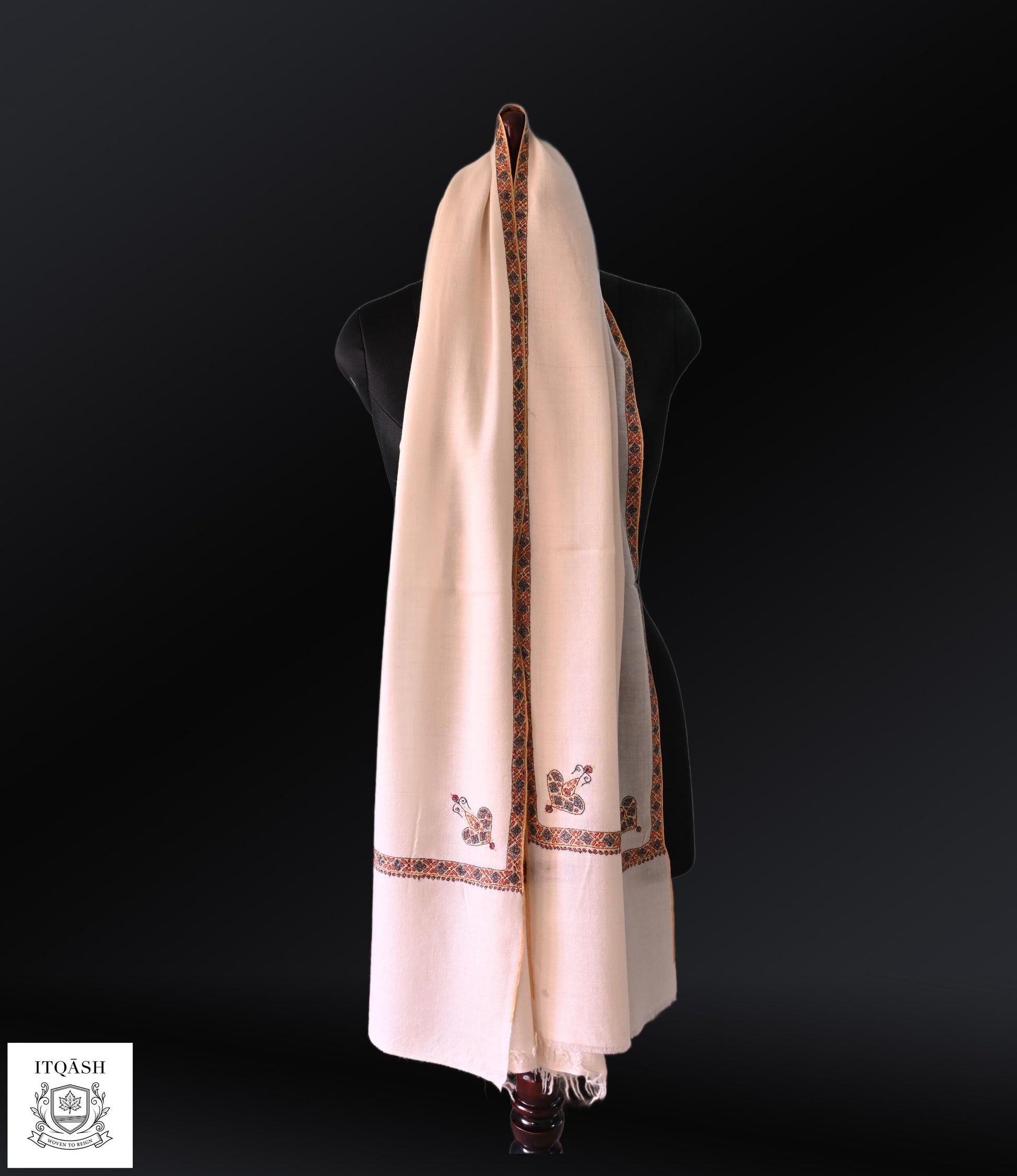 Sozni Hashi Shawl · Ivory | Pure Kashmiri Pashmina | ITQĀSH