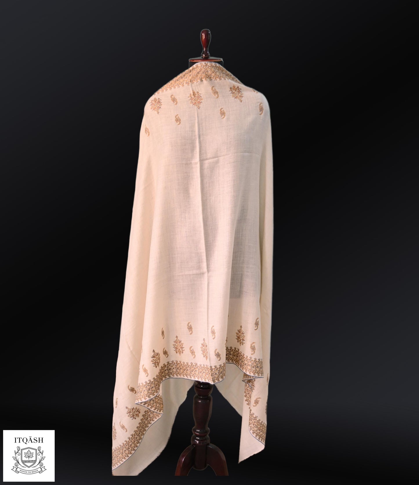 Sozni Round Shawl · Cream | Pure Kashmiri Pashmina | ITQĀSH