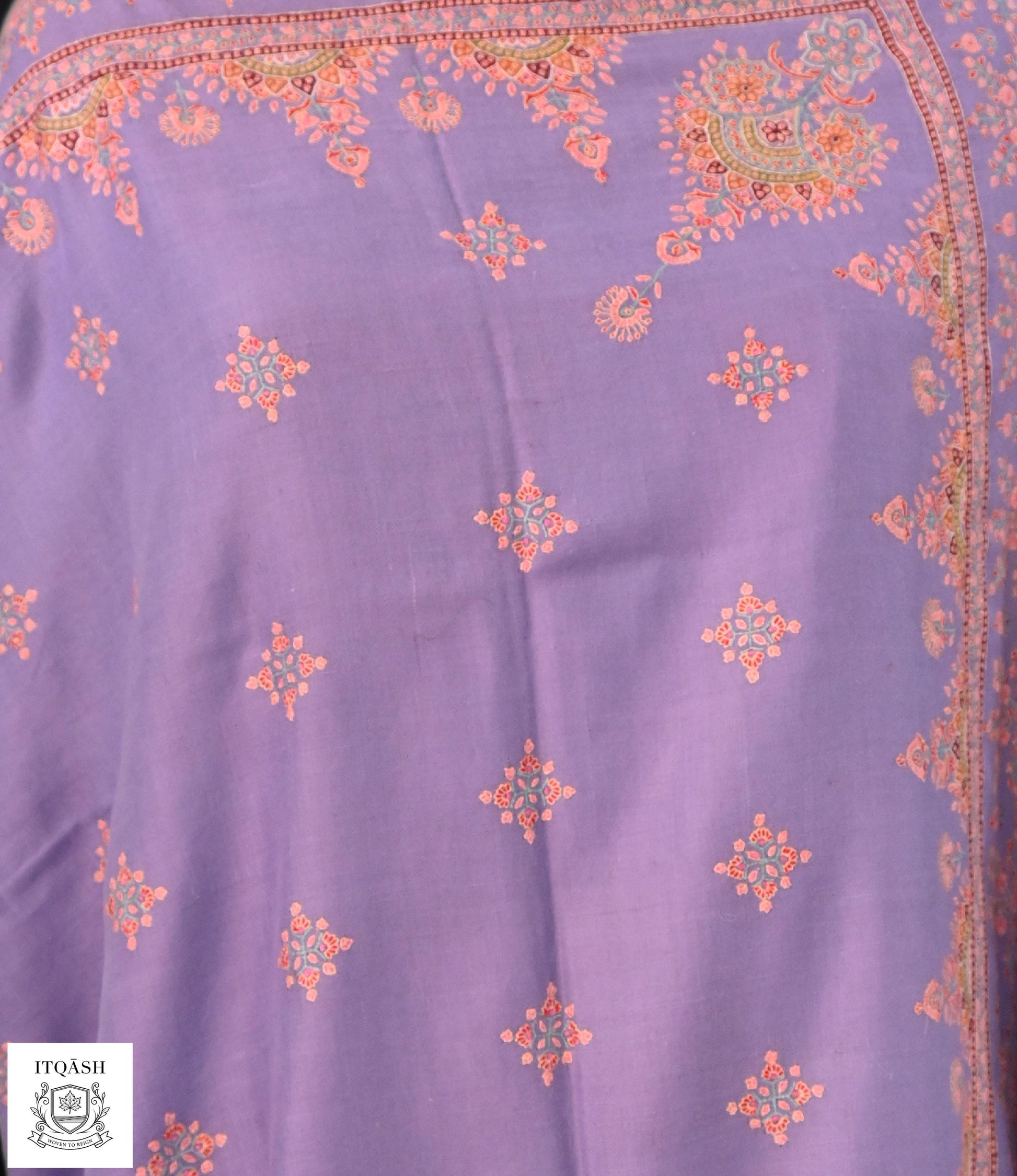 Sozni Shawl · Lavender — detail | Pure Kashmiri Pashmina | ITQĀSH