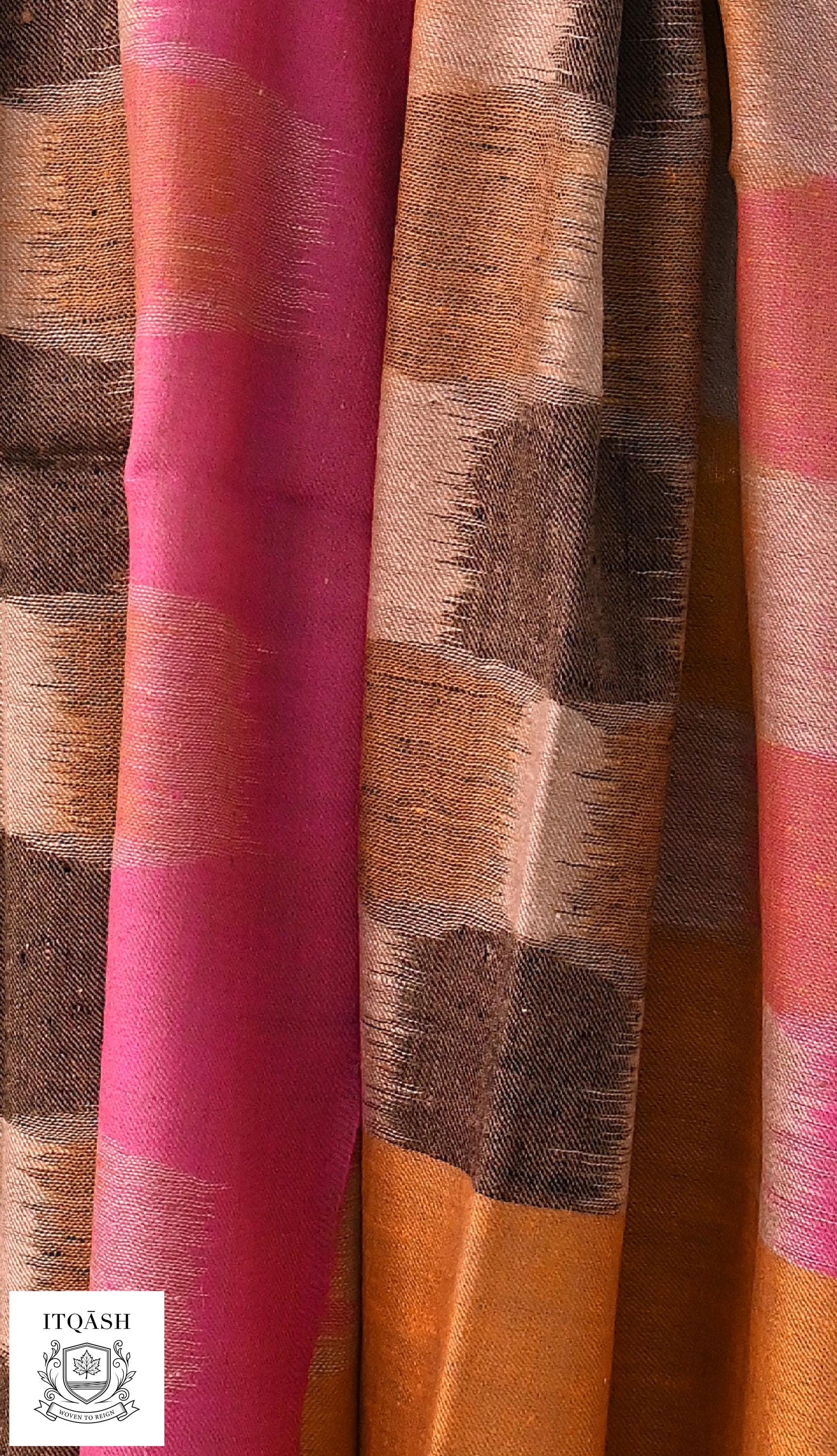 Ikat Stole · Multi-Colour Striped — detail | Pure Kashmiri Pashmina | ITQĀSH
