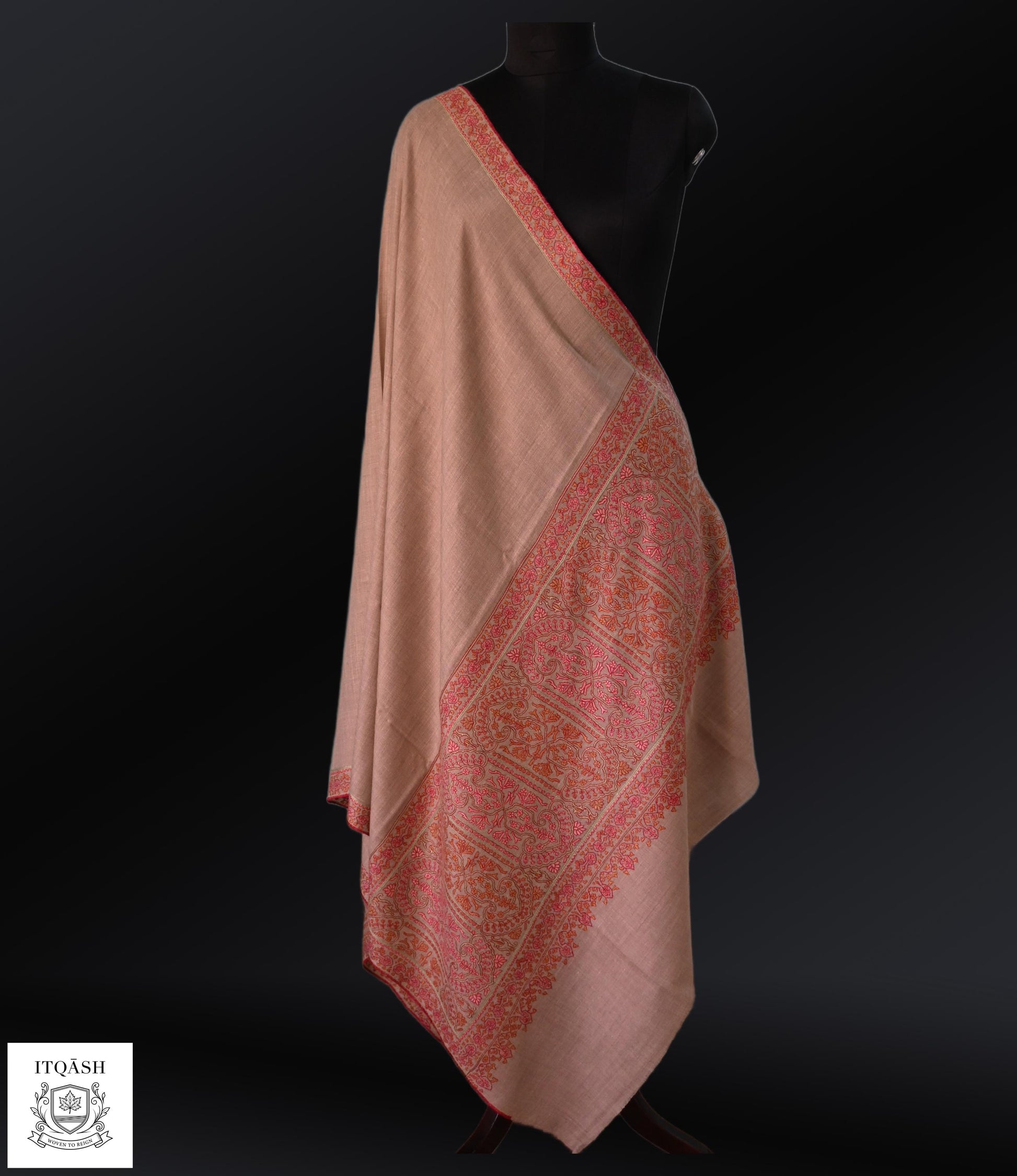 Sozni Palla Shawl · Dusty Rose | Pure Kashmiri Pashmina | ITQĀSH
