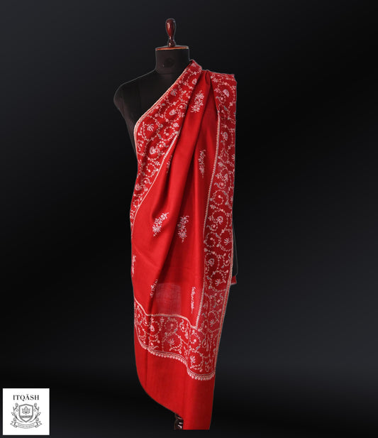 Sozni Stole · Red | Pure Kashmiri Pashmina | ITQĀSH