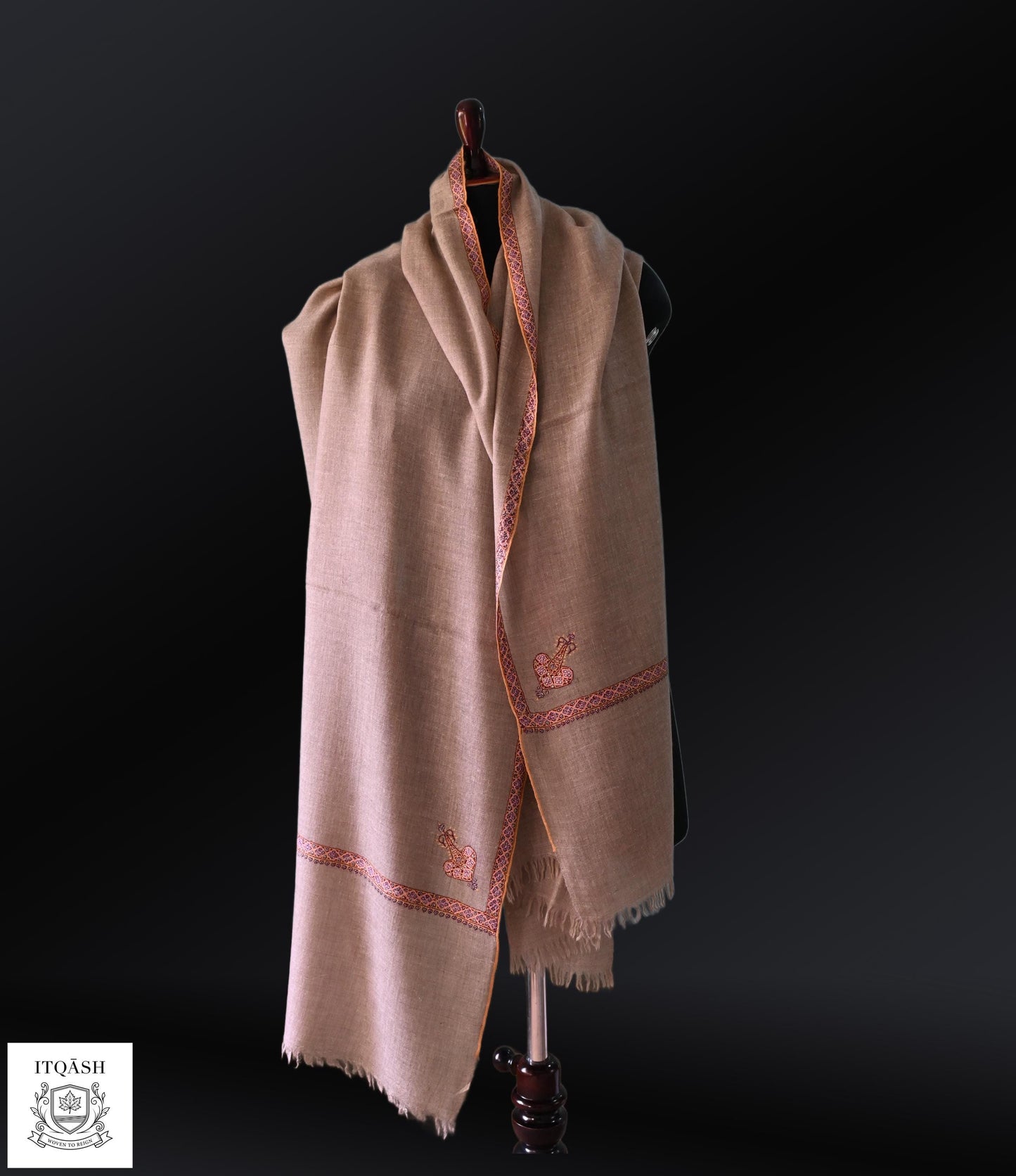 Sozni Hashi Daar Shawl · Muted Taupe | Pure Kashmiri Pashmina | ITQĀSH