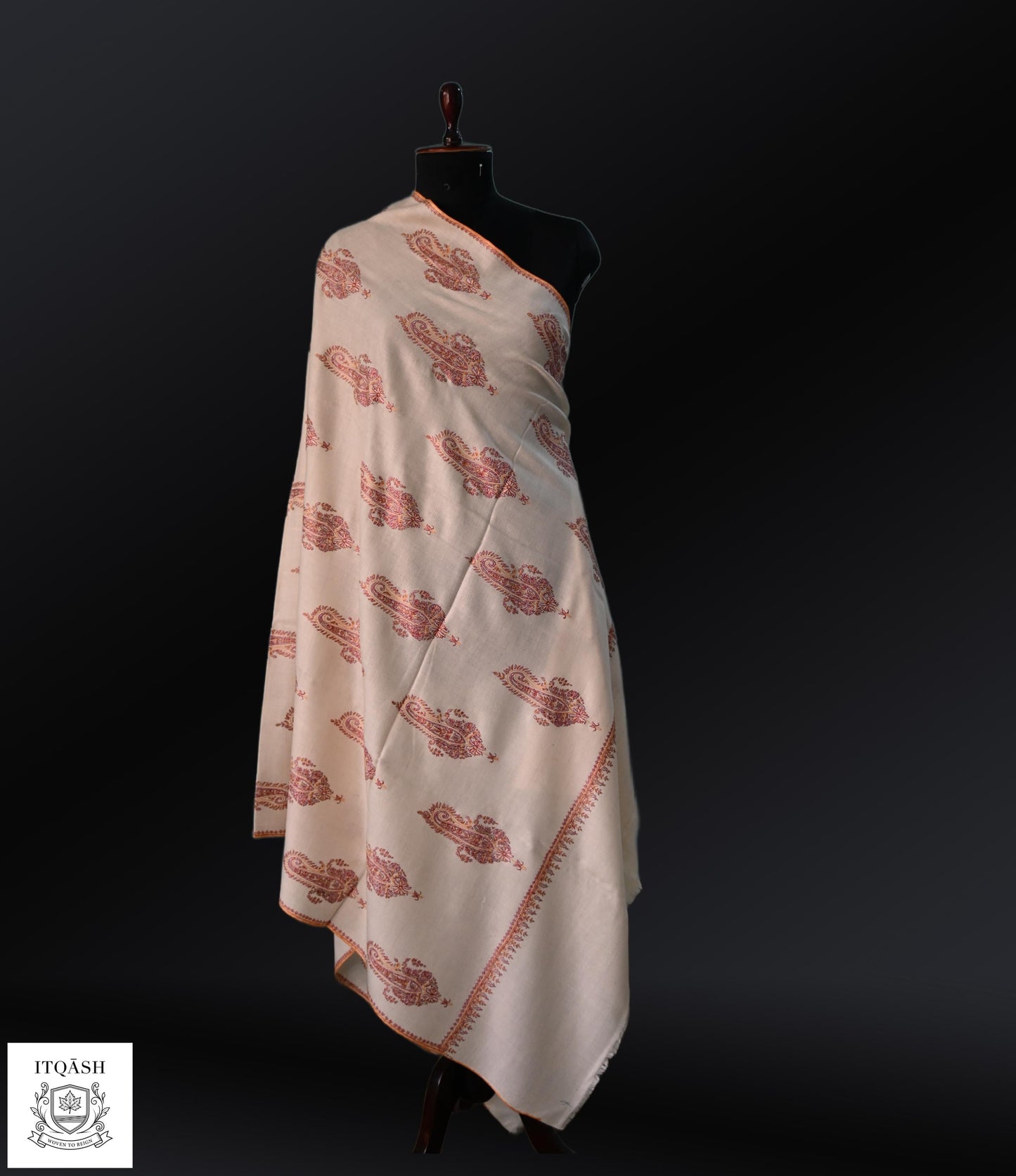 Sozni Bootidaar Shawl · Natural Beige | Pure Kashmiri Pashmina | ITQĀSH