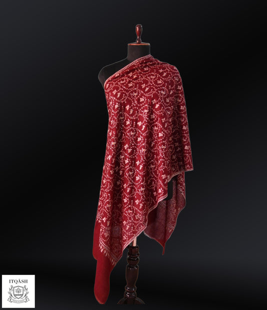 Sozni Jaali Stole · Deep Maroon | Pure Kashmiri Pashmina | ITQĀSH