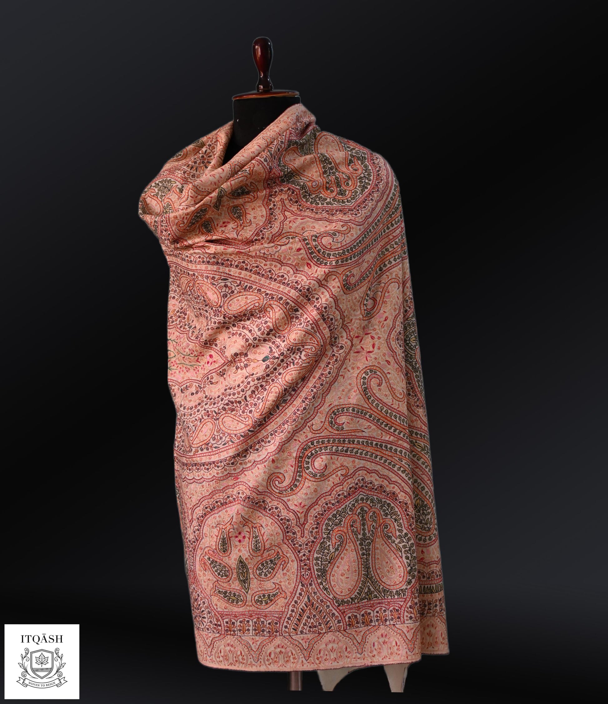 Sozni Jama Shawl · Peach | Pure Kashmiri Pashmina | ITQĀSH