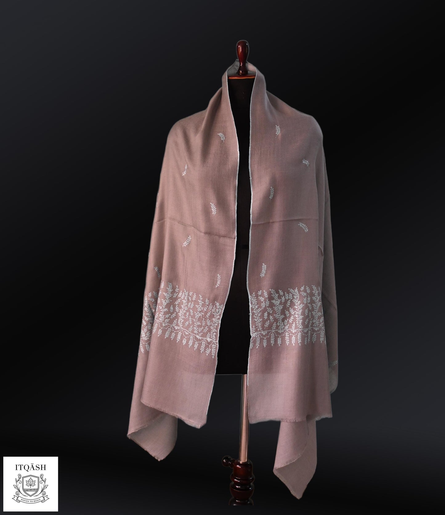 Sozni Bootidaar Stole · Slate Purple | Pure Kashmiri Pashmina | ITQĀSH