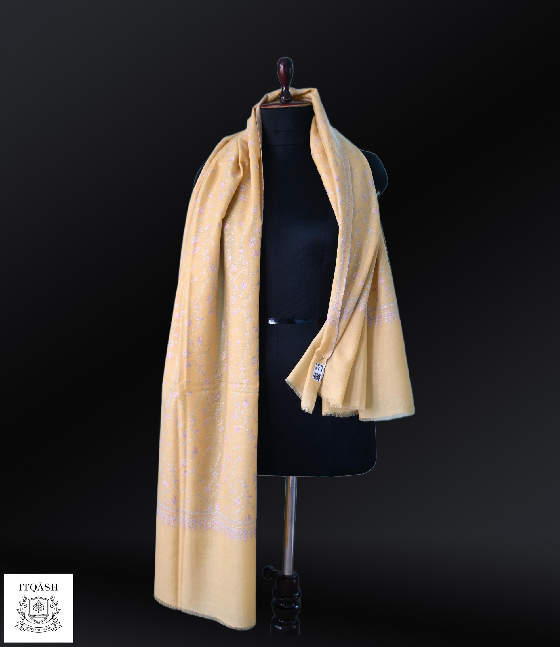 GI-Certified Sozni Jaali Shawl (II) — detail | Pure Kashmiri Pashmina | ITQĀSH