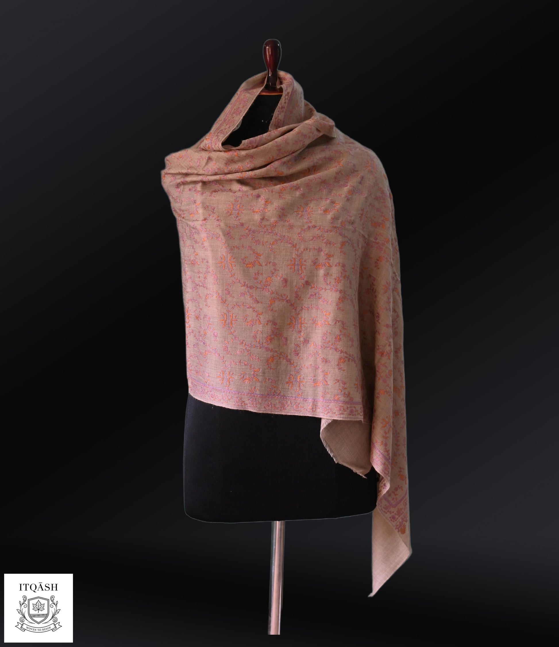 Sozni Jaali Stole · Dusty Rose | Pure Kashmiri Pashmina | ITQĀSH