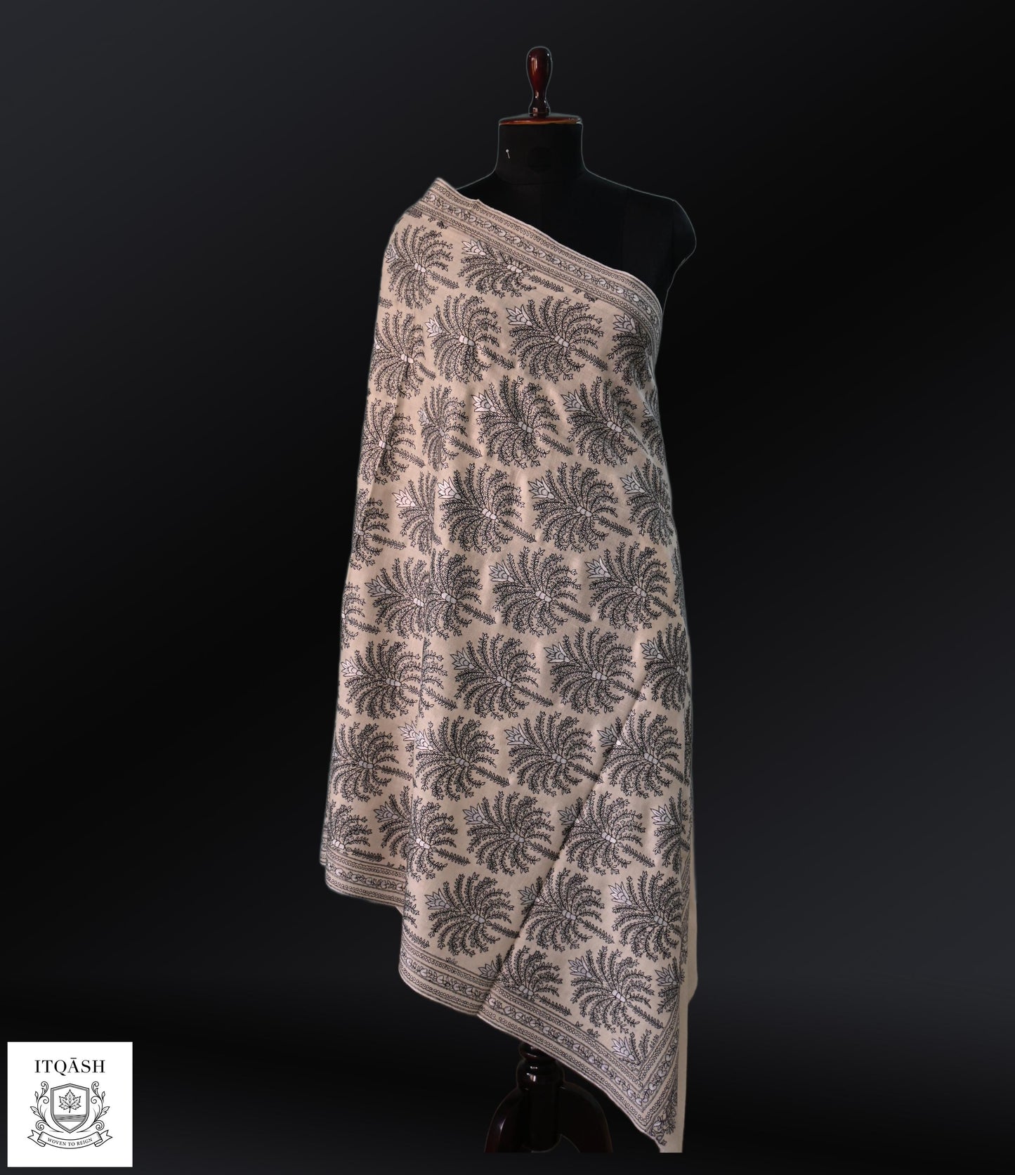 Sozni Jama Shawl · Natural Sand | Pure Kashmiri Pashmina | ITQĀSH
