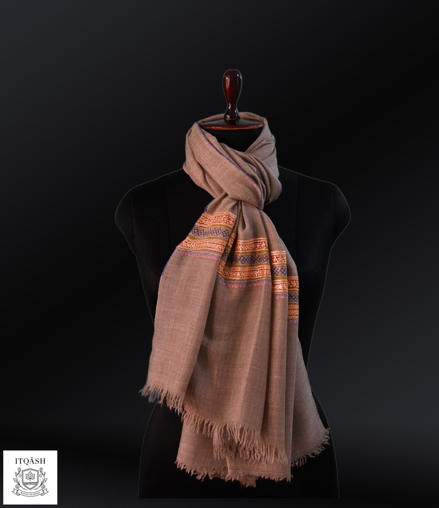 Sozni Stole with Tilla | Pure Kashmiri Pashmina | ITQĀSH