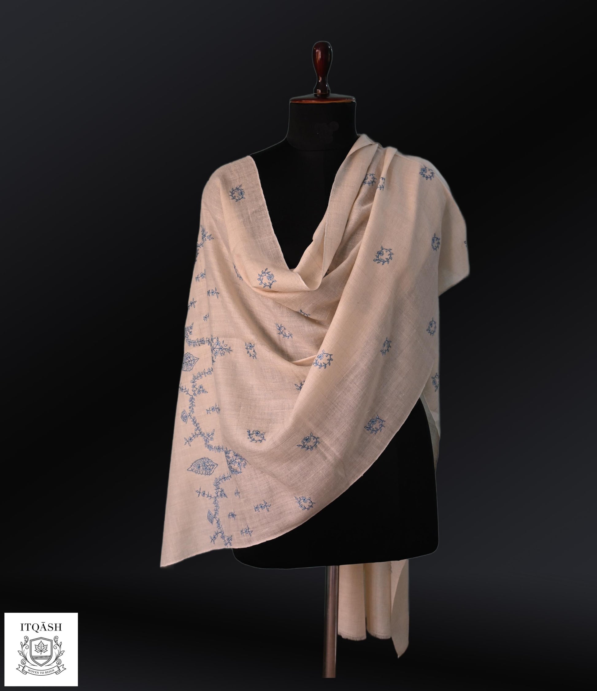 Sozni Palla Stole · Soft Peach | Pure Kashmiri Pashmina | ITQĀSH