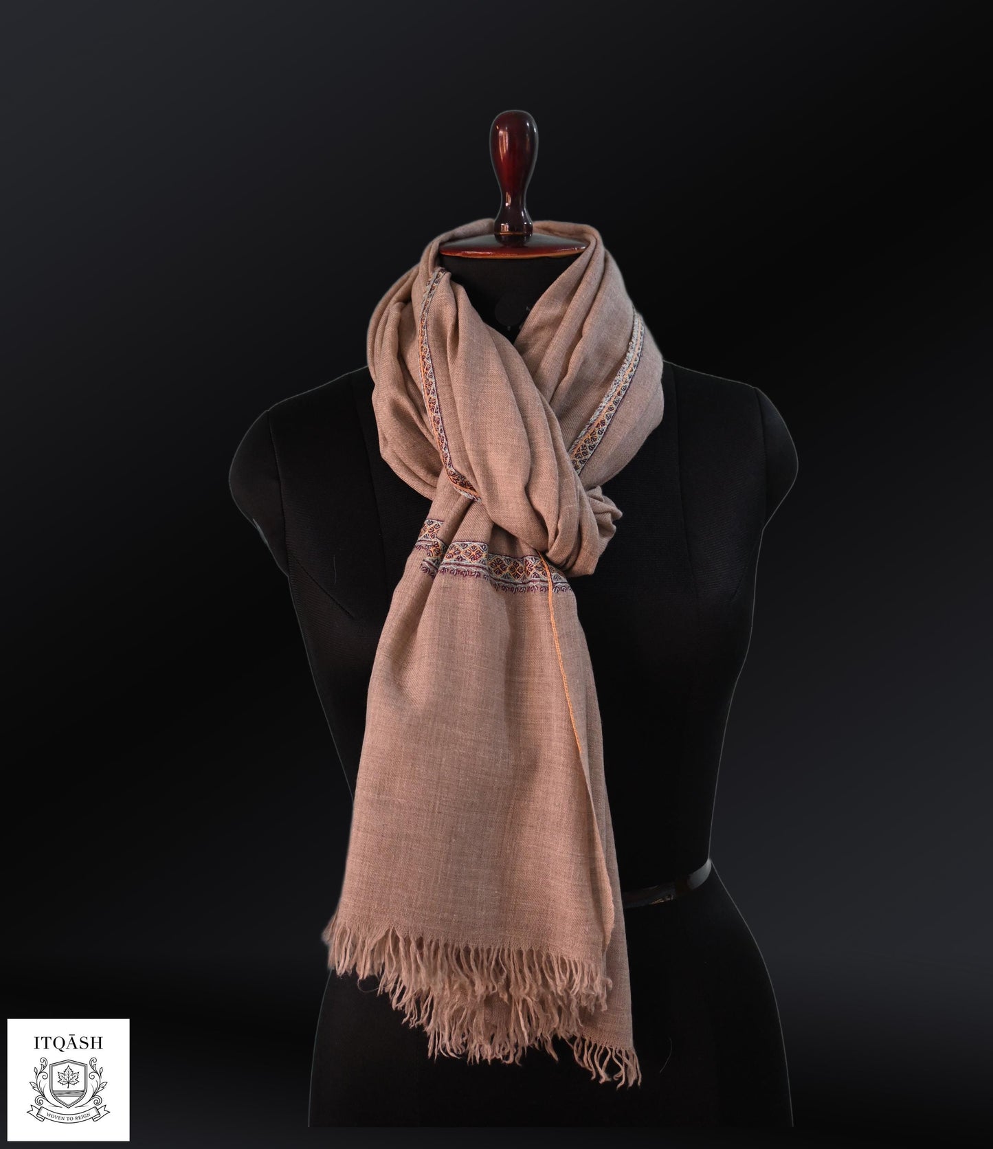 Sozni Hashi Daar Shawl · Light Brown | Pure Kashmiri Pashmina | ITQĀSH