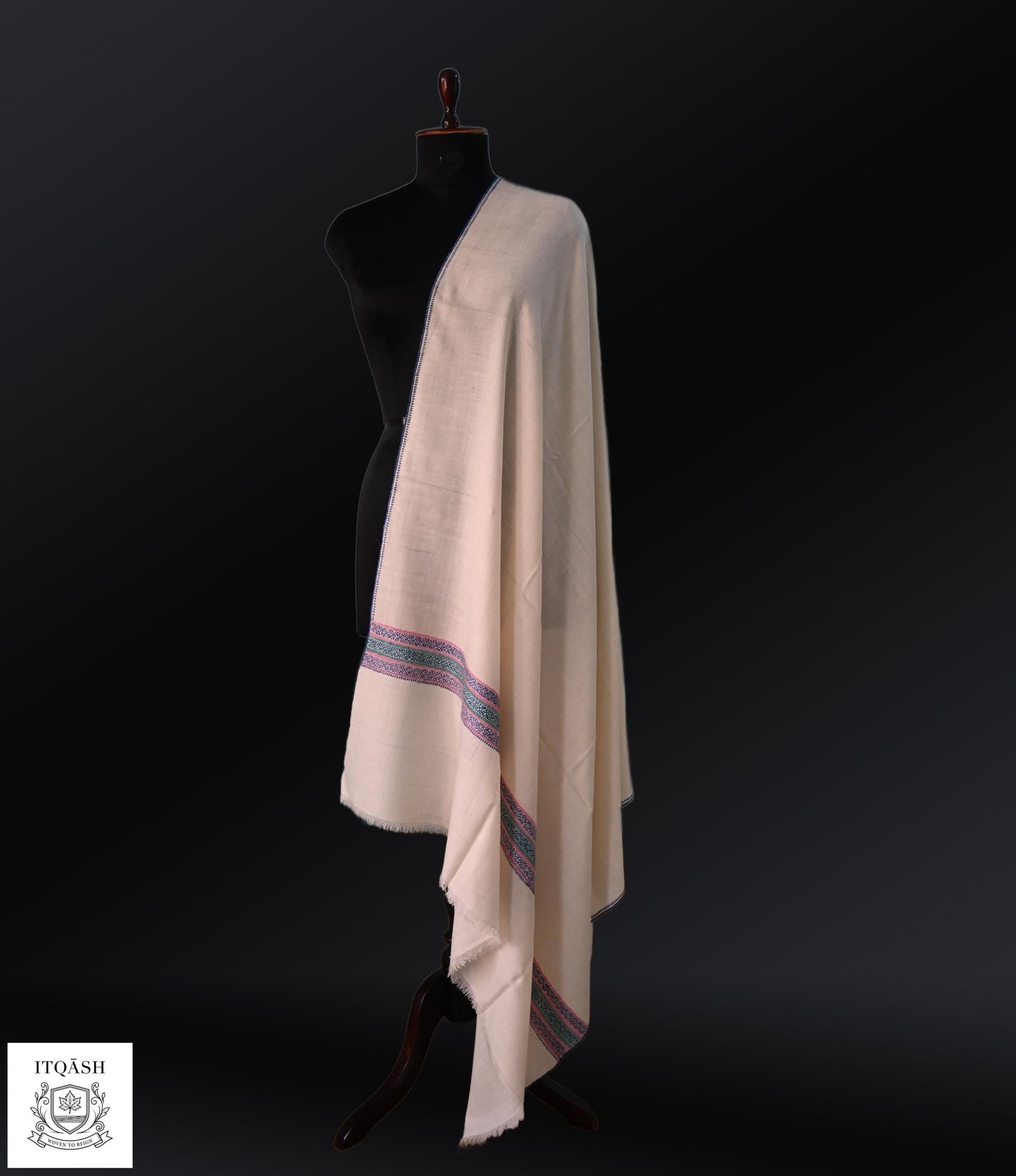 Sozni Palla Stole · Natural Beige | Pure Kashmiri Pashmina | ITQĀSH