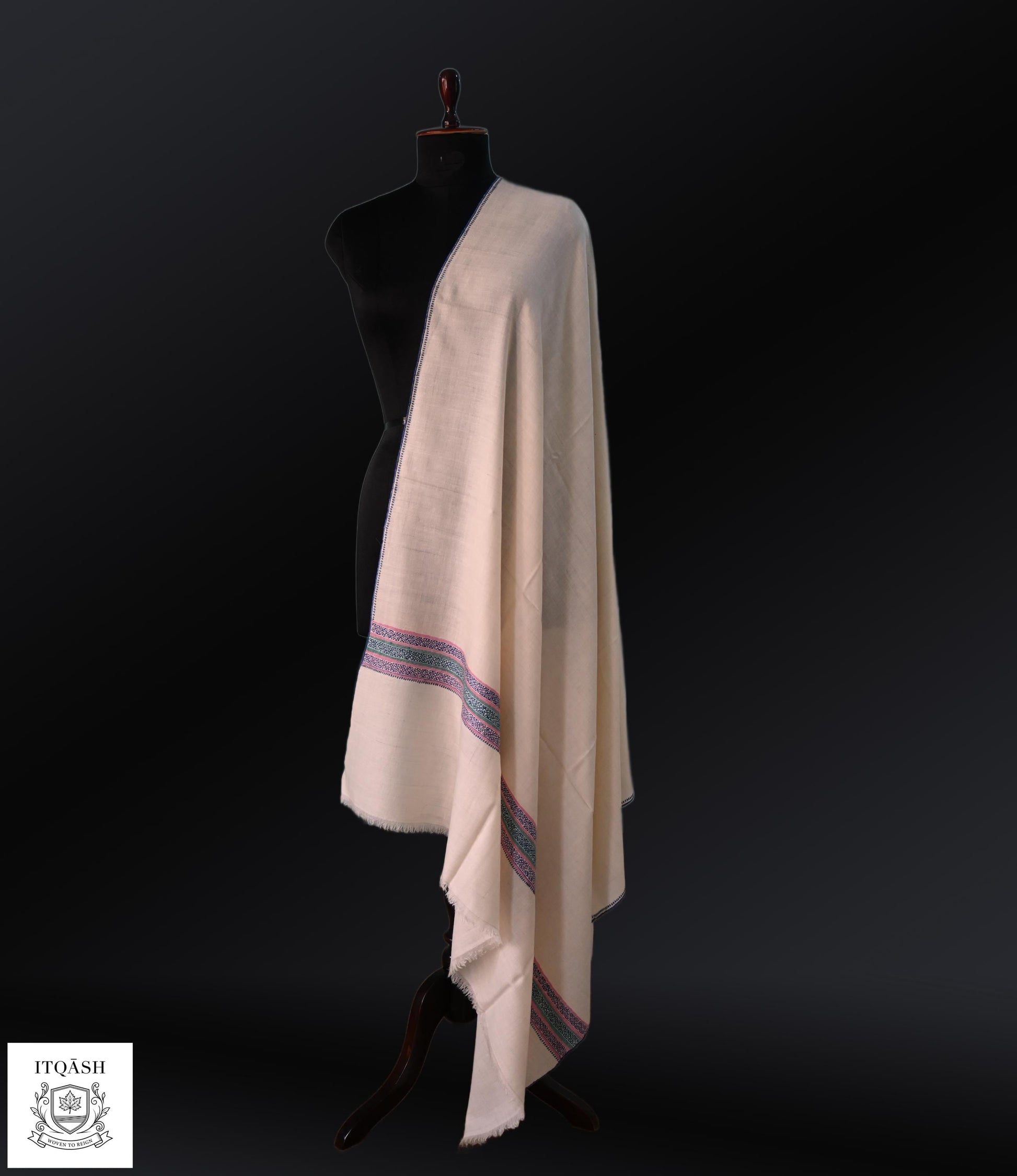 Sozni Palla Stole · Natural Beige | Pure Kashmiri Pashmina | ITQĀSH