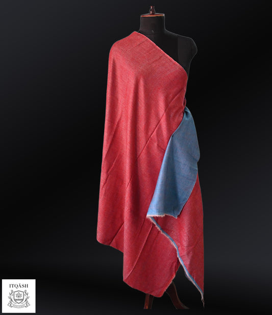 Reversible Pashmina Shawl · Red & Denim Blue | Pure Kashmiri Pashmina | ITQĀSH