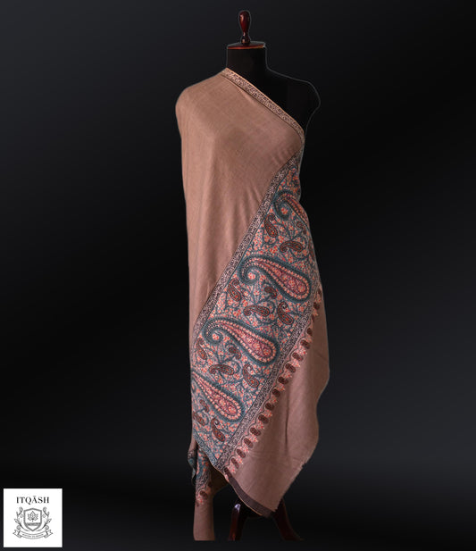 Sozni Palla Daar Shawl · Warm Beige | Pure Kashmiri Pashmina | ITQĀSH