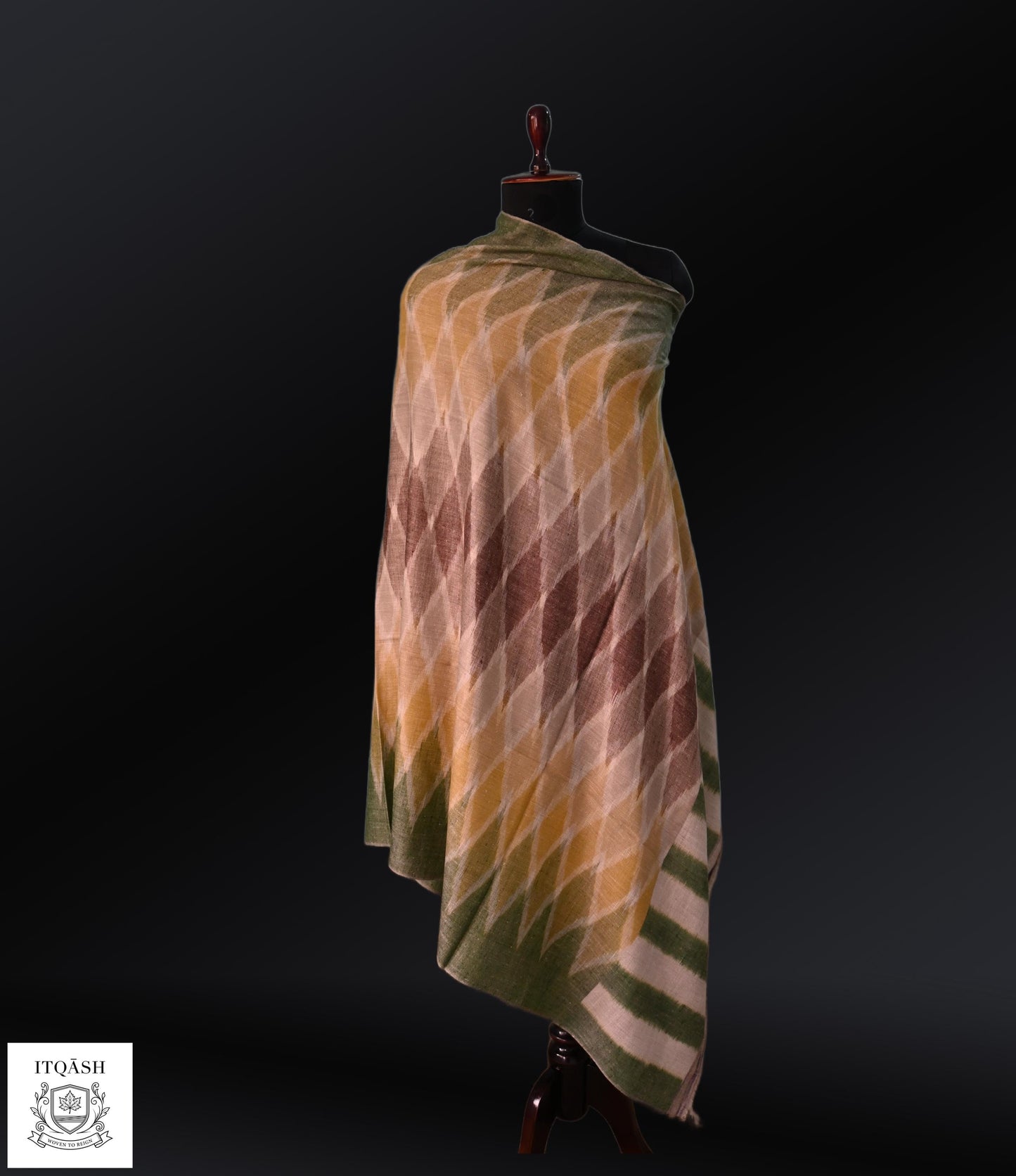 Sozni Ikat Shawl · Sandy Beige | Pure Kashmiri Pashmina | ITQĀSH
