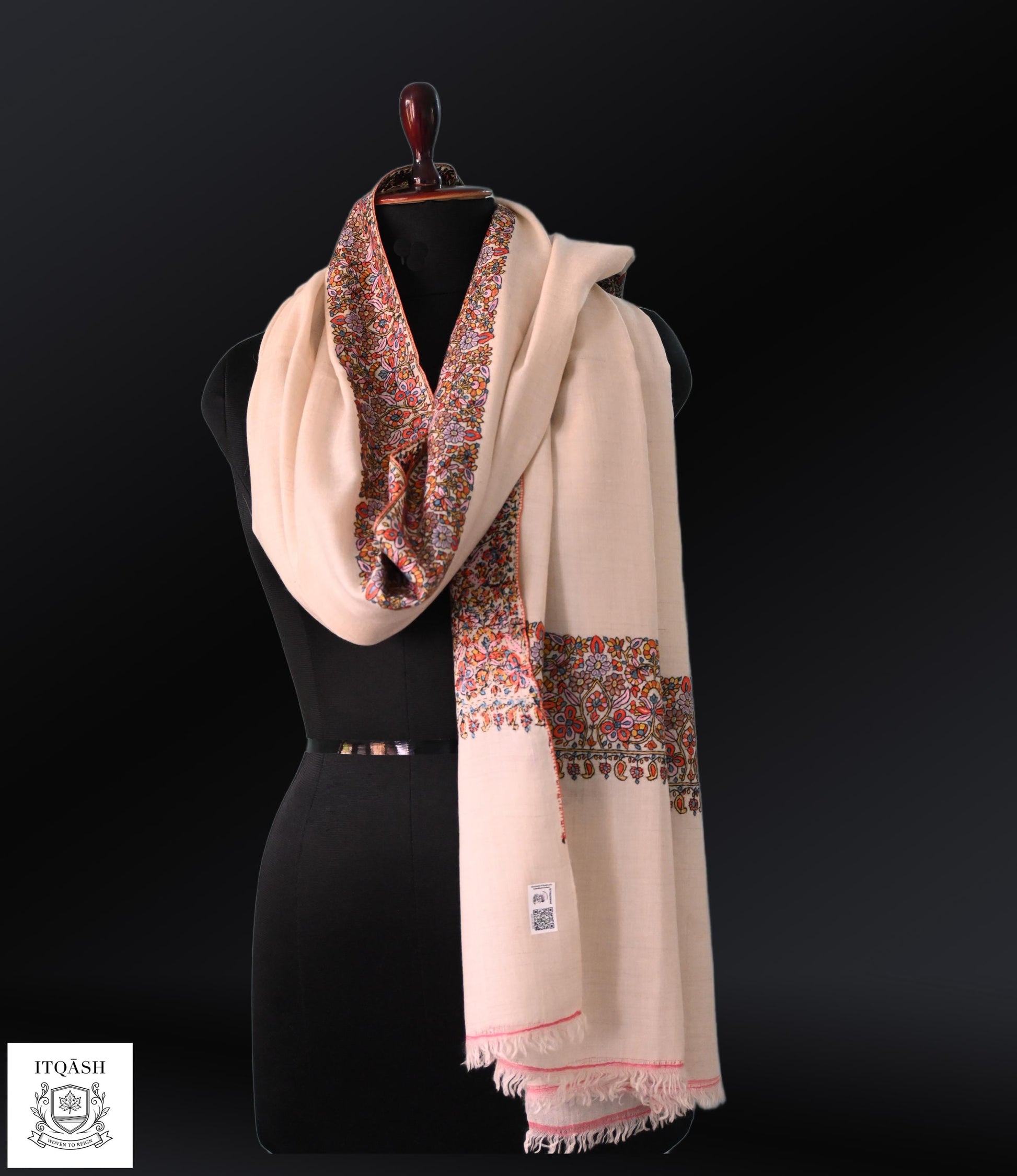 GI-Certified Sozni Dordaar Shawl — detail | Pure Kashmiri Pashmina | ITQĀSH