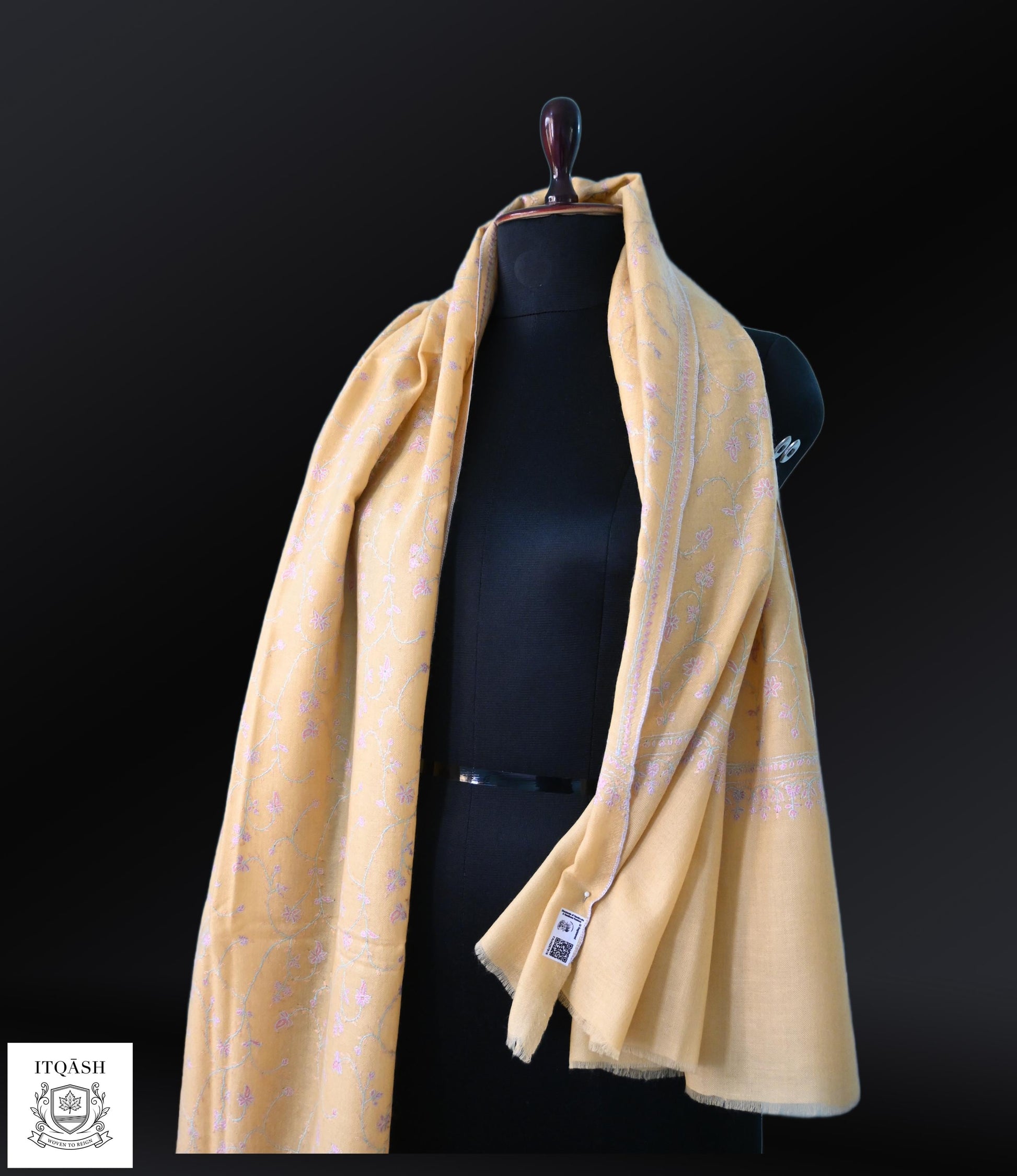 GI-Certified Sozni Jaali Shawl (II) — detail | Pure Kashmiri Pashmina | ITQĀSH