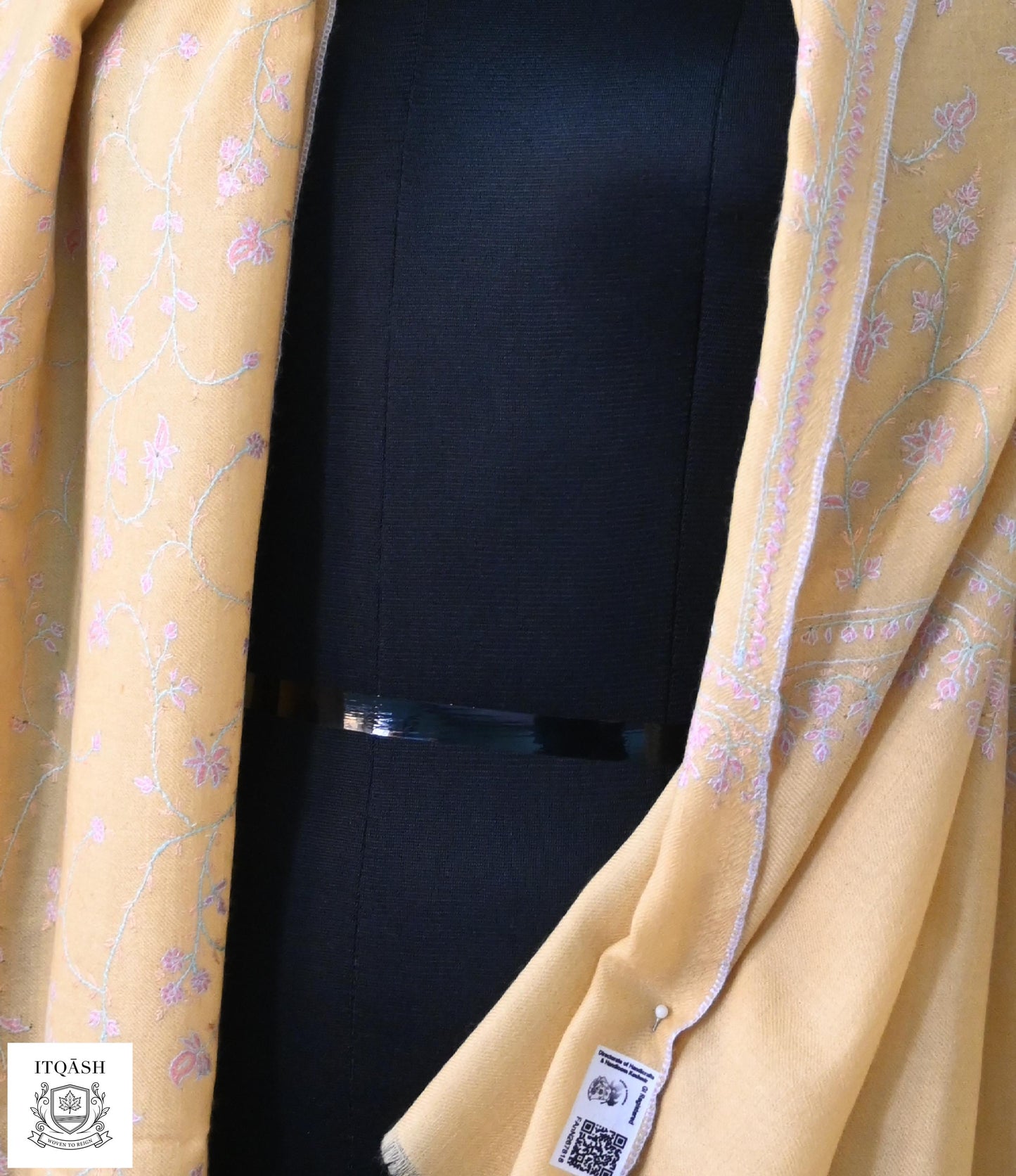 GI-Certified Sozni Jaali Shawl (II) — detail | Pure Kashmiri Pashmina | ITQĀSH