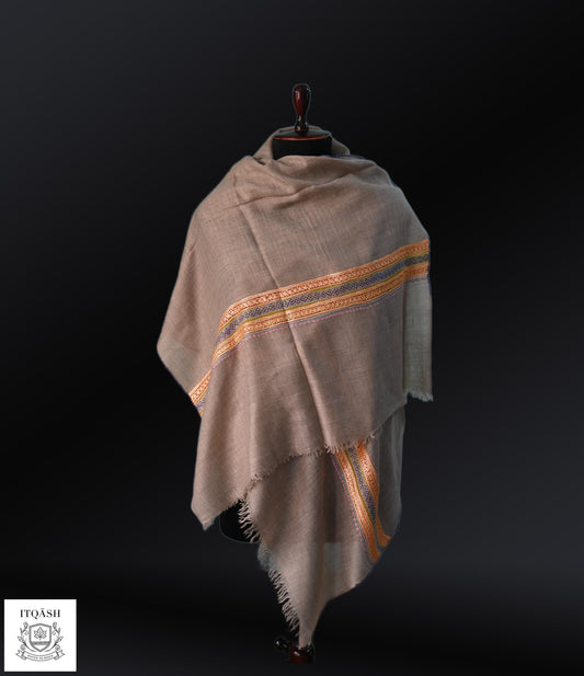 Sozni Palla Stole · Taupe | Pure Kashmiri Pashmina | ITQĀSH